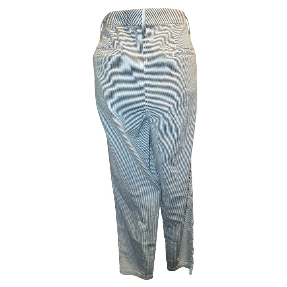 Talbots Girlfriend Chino Pants Womens 10 Blue White Striped Seersucker Cotton - Picture 3 of 8